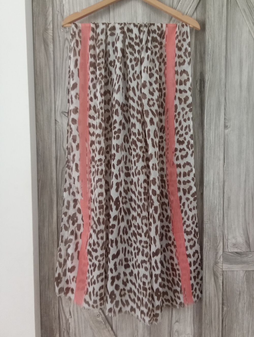 Olsen Leopard Print Coral Scarf Wrap